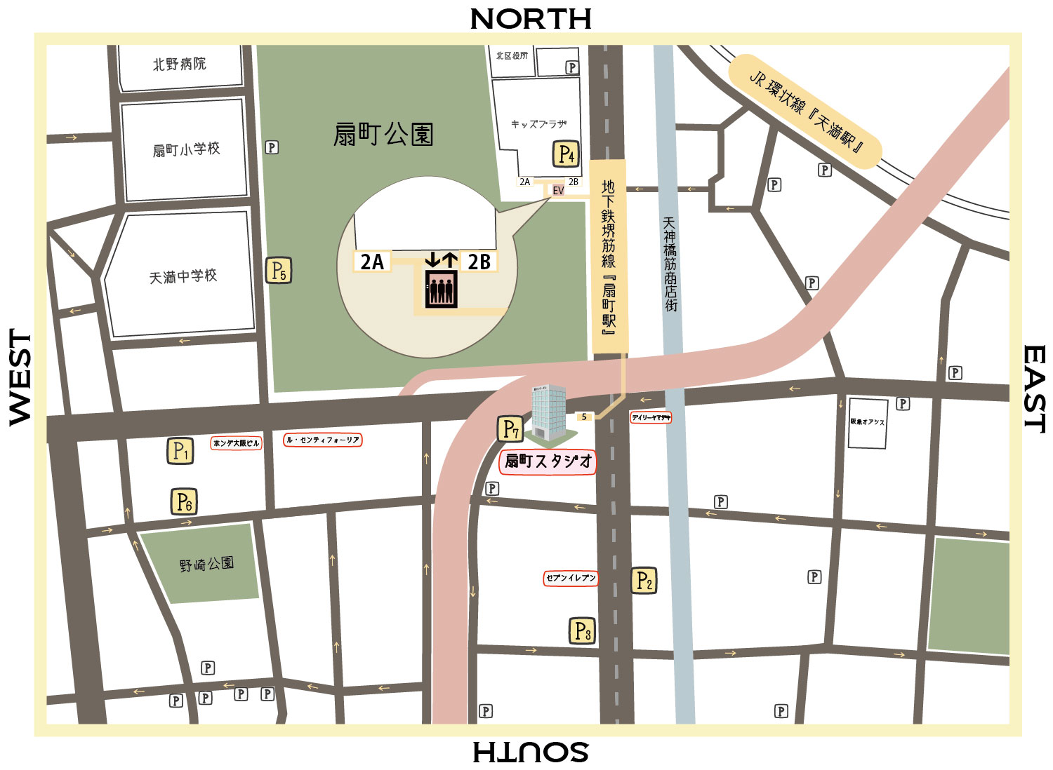 大阪ベビーフォト、キッズフォト扇町スタジオの地図